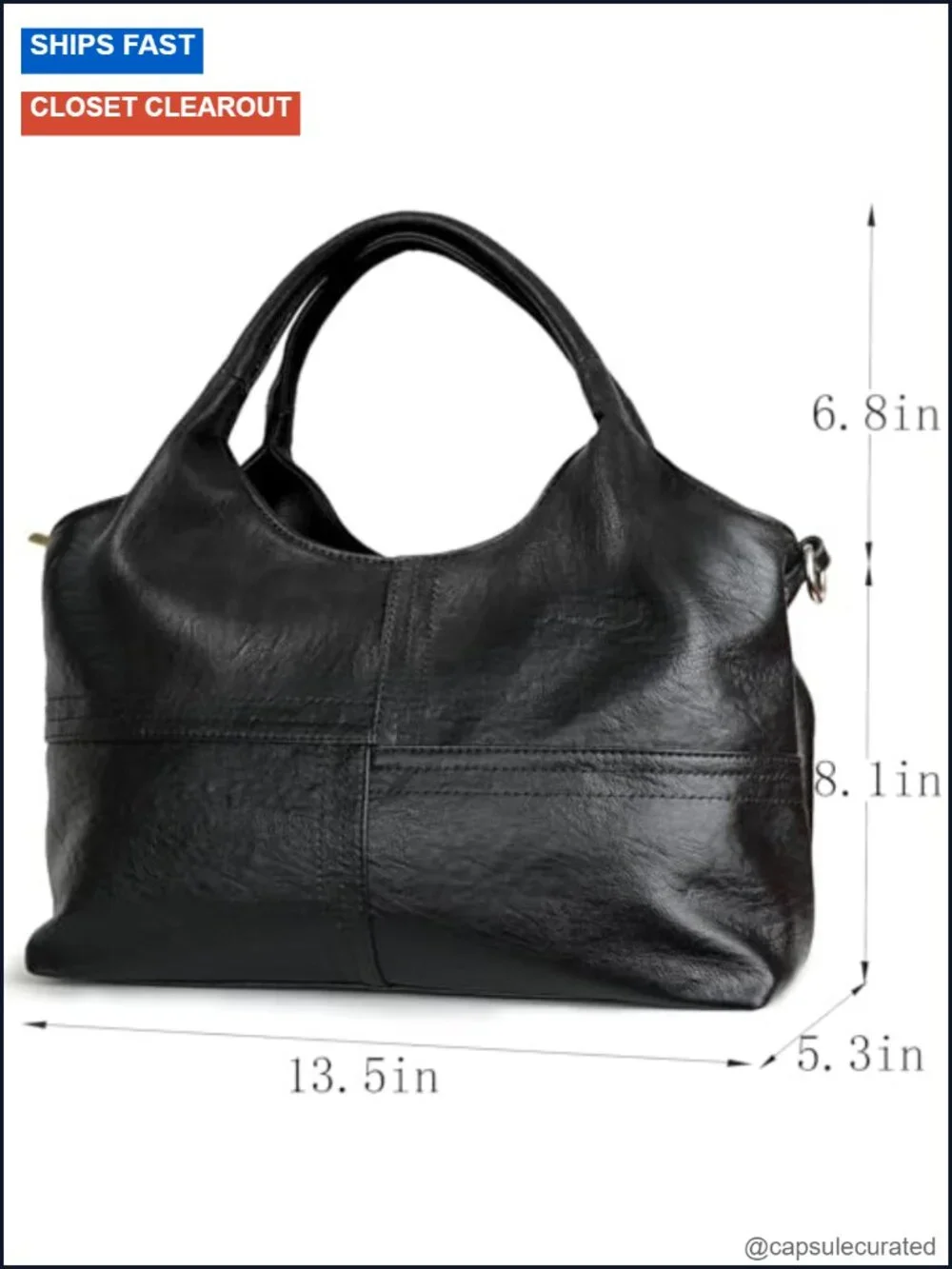 Vegan Leather Hobo Tote Handbag with Satchel Strap, Women's Medium Purse